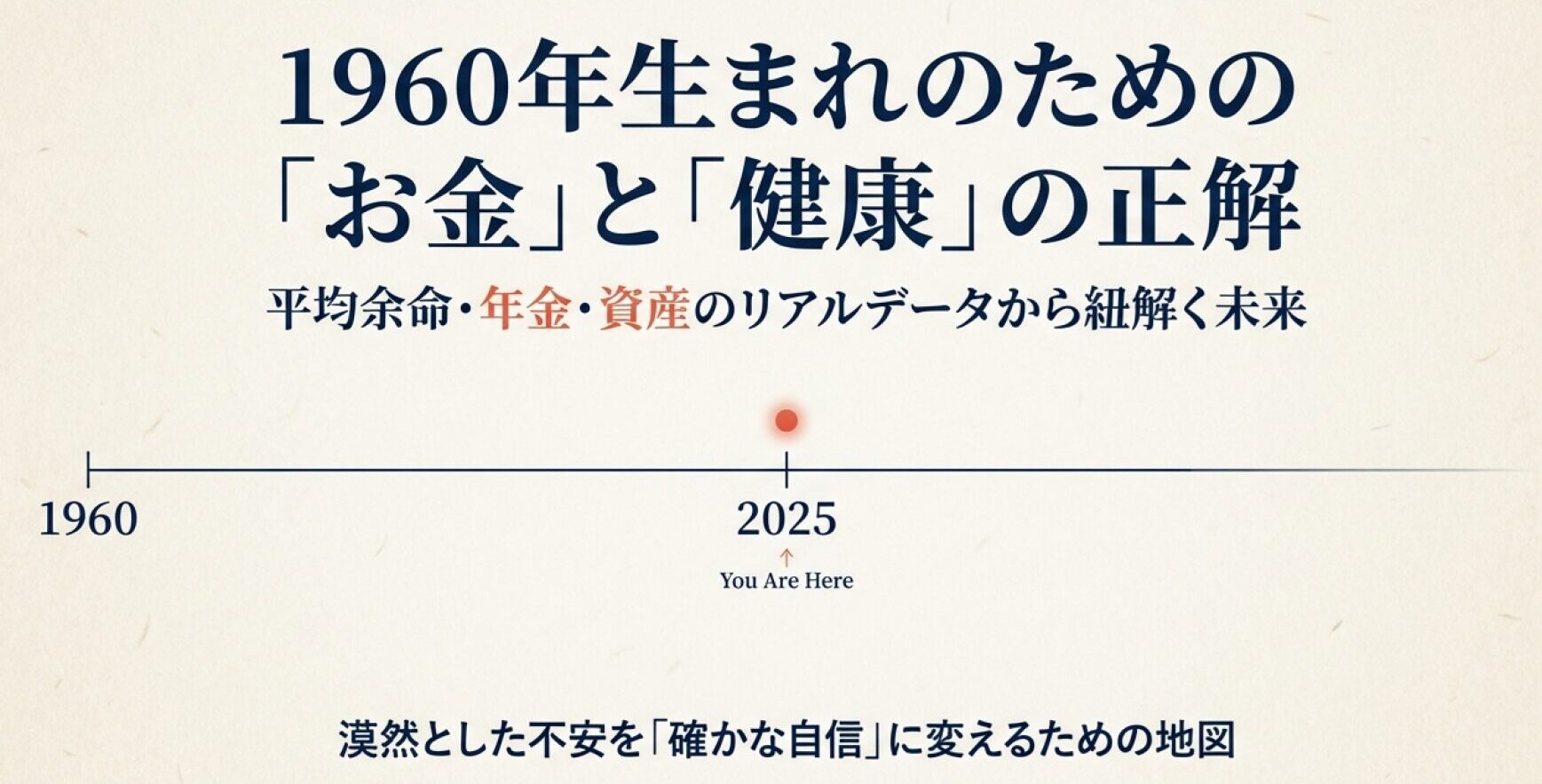 1960年生まれのための、お金と健康の正解を解き明かす未来の地図の表紙画像。
