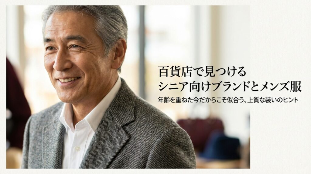 百貨店で見つけるシニア向けブランドとメンズ服のタイトルスライド