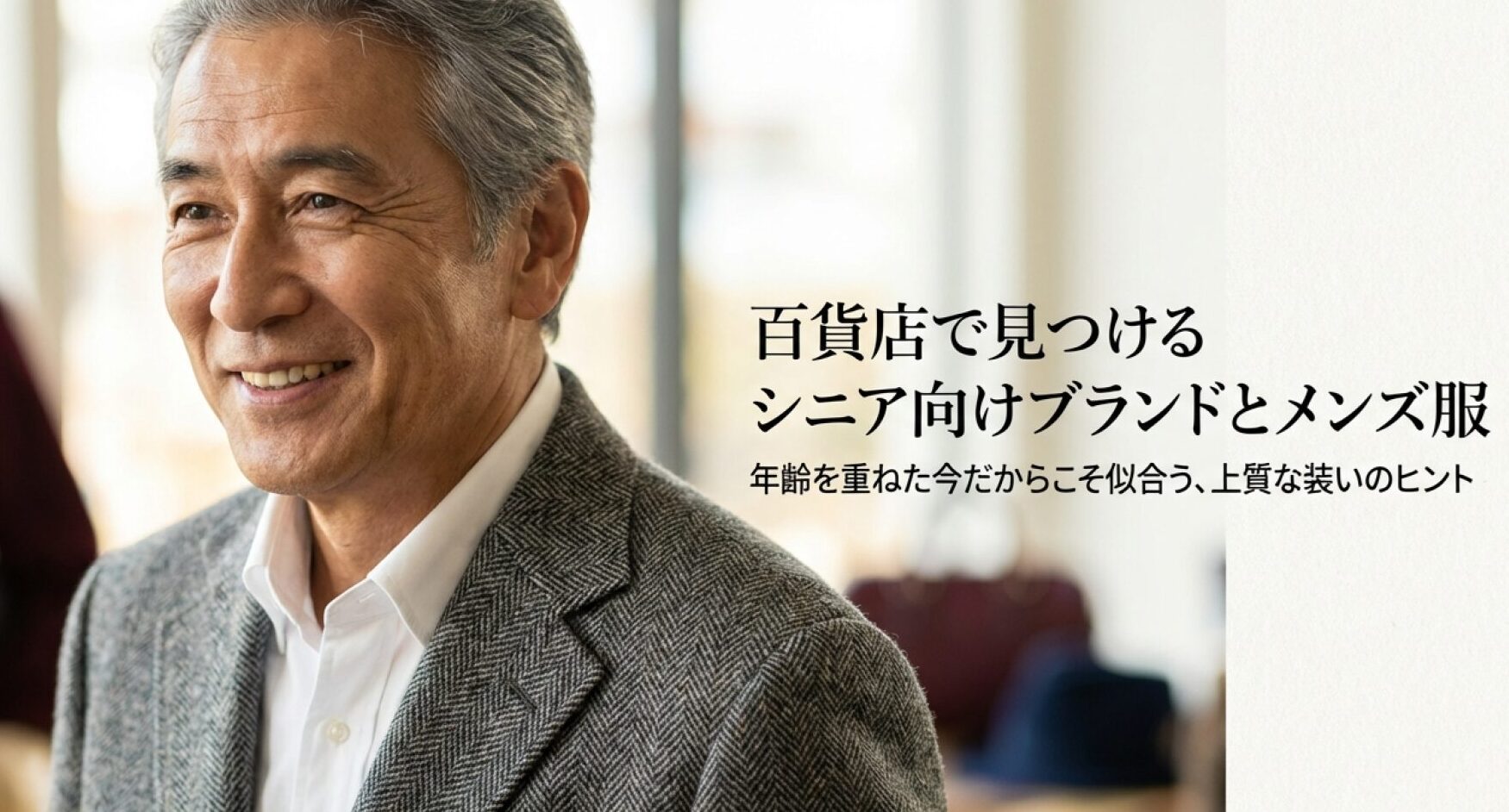 百貨店で見つけるシニア向けブランドとメンズ服のタイトルスライド
