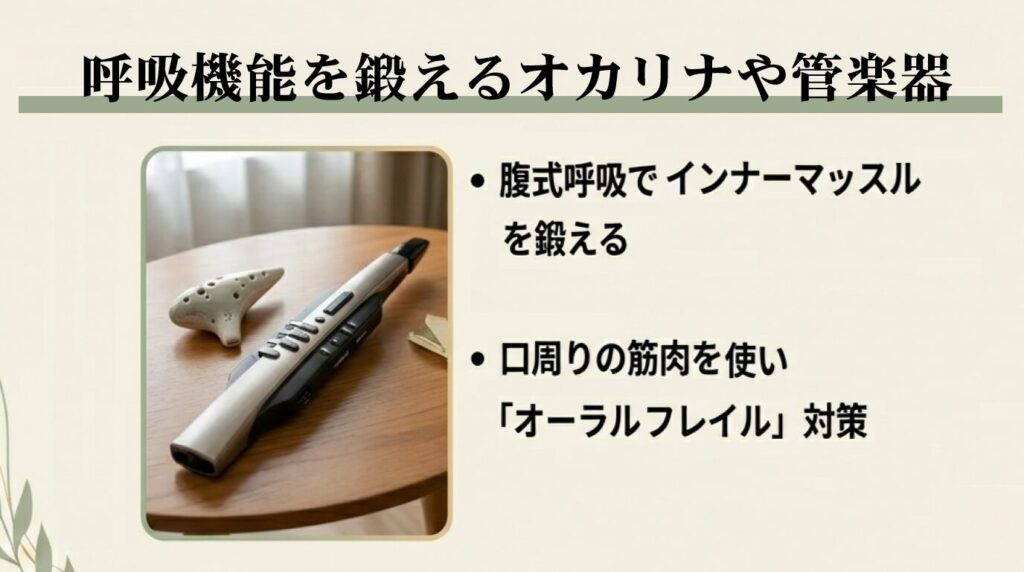 肺活量維持に効果的なオカリナや電子管楽器